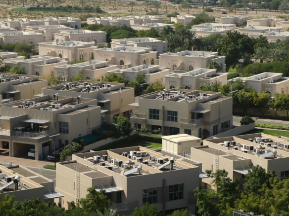 Dubai skyline with modern residential towers developed by real estate companies